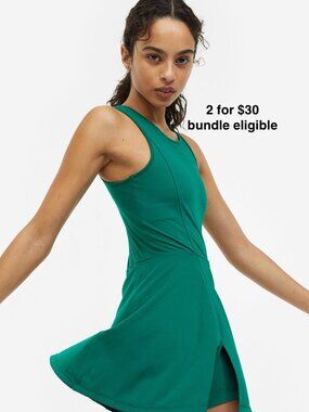 H&M Move DryMove Tennis Dress Dark Green Built-In Shorts Activewear S